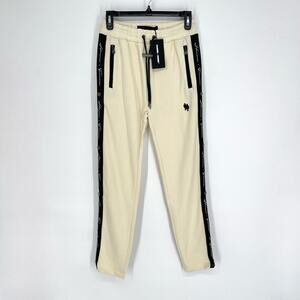 Homme + Femme NEW Signature Track Pants Sz XS Cream Black Stripe Zip Pockets